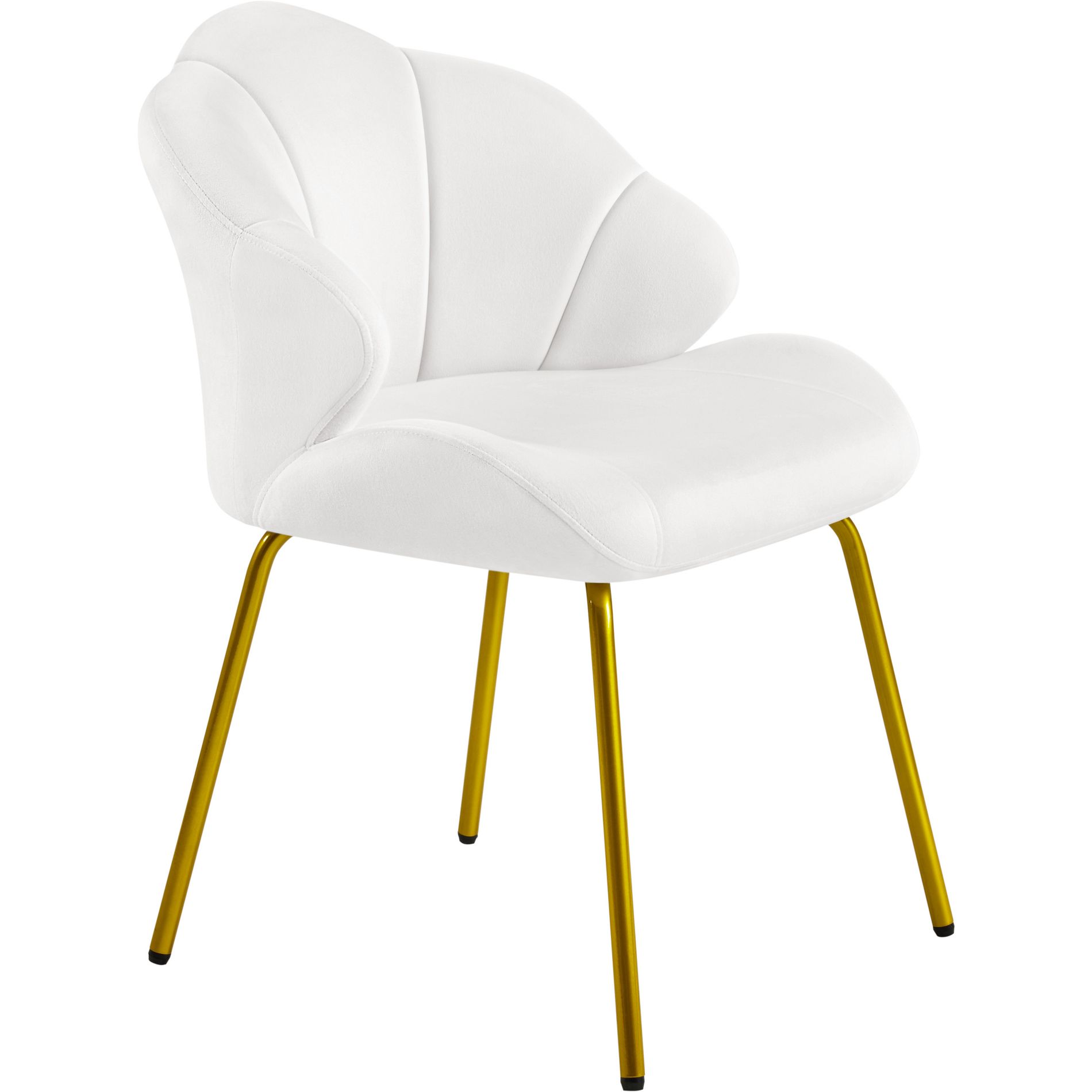 Yaheetech Velvet Accent Chair with Golden Metal Legs, White