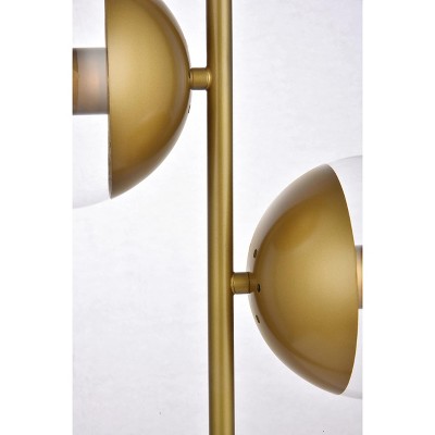 Eclipse Brass Table Lamp with Clear Glass Shades