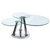 HomeRoots 32" Clear And Silver Glass And Metal Round Floor Shelf Coffee Table - 4 of 4