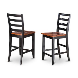 East West Furniture,Fairwinds Stool with lader back in Black & Cherry, Set of 2 - 1 of 3