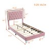 Twin Size Velvet Upholstered Platform Bed with LED Lights and Tufted Headboard 4S - ModernLuxe - 3 of 4