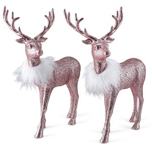 Ornativity  Glitter Christmas Reindeer - Rose Gold - Pack of 2 - 1 of 4