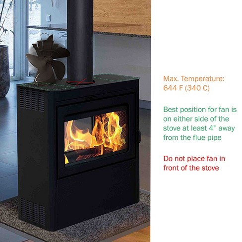 Stove Fan- Heat Powered Fan for Wood Burning Stoves or Fireplaces, Disperses Warm Air Through House by Home-Complete