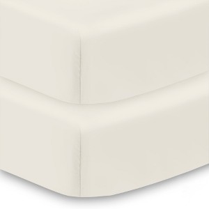 BreathableBaby All-in-One Fitted Sheet & Waterproof Cover, For 52" x 28" Crib Mattress (2-Pack), Ecru - 1 of 4