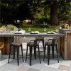 Yaheetech 26" Low Back Metal Counter Height Bar Stools with Wood Seat & Footrest, Set of 4 - 3 of 4
