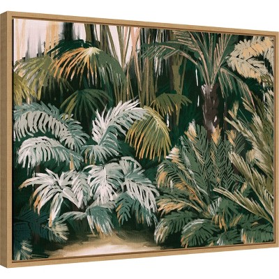 Sylvie Maple Framed Green Jungle Canvas Wall Art Print 24 x 18-in