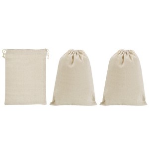 Unique Bargains Cotton Linen Money Sacks Bag Gift Bag with Drawstring 3 Pcs - 1 of 4