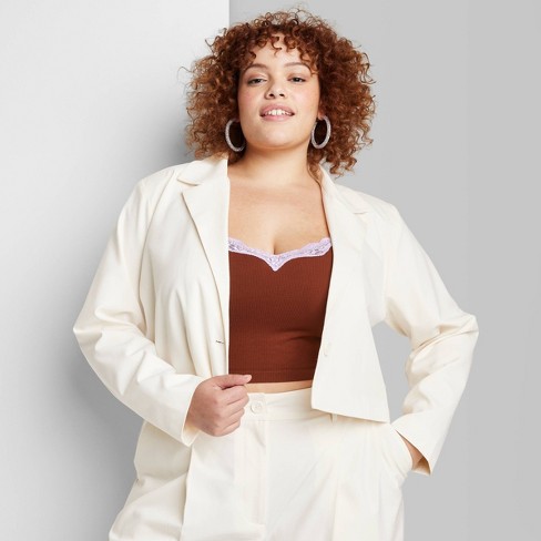 Plus size outlet white blazer jacket