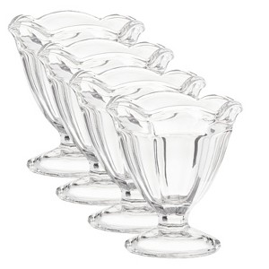 Anchor Hocking Footed Sherbet or Dessert Dishes, Clear Glass, Set of Four 4.5 Ounce Vintage Style Dessert Bowls - 1 of 4