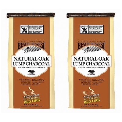 Best of the West All Natural Oak Hard Lump Charcoal for Outdoor Barbecue Grill Cooking, 15.4 Pound Bag (2 Pack)