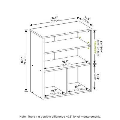 Adjustable Black Oak 3-Tier Display Bookcase