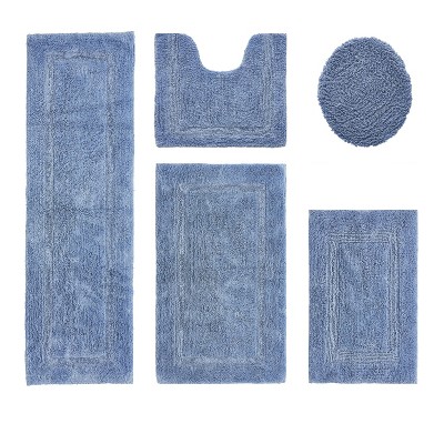 Lux Premium 100% Cotton Tufted Solid Reversible 5 Piece Bath Rug Set – Ultra-Soft, Water-Absorbent, Durable, Machine Washable Bathroom Rug