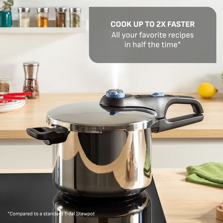 T-Fal 6qt Stainless Steel Pressure Cooker with Straining Basket, 3 of 10