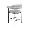 Meridian Furniture,Blake Grey Boucle Fabric Counter Stool, Set of 2 - 3 of 4