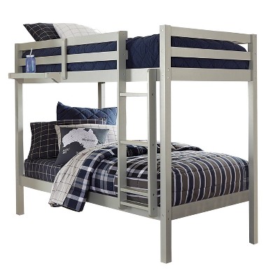 Kids' Twin Over Twin Caspian Bunk Bed With Hanging Nightstand Gray ...