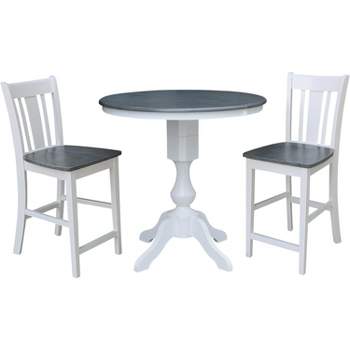 International Concepts International Concepts  36 inches  Round Extension Dining table with 2 San Remo Counter Height Stools - 3 Piece Dining Set