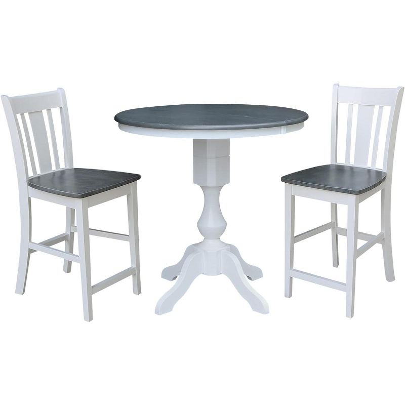 International Concepts International Concepts  36 inches  Round Extension Dining table with 2 San Remo Counter Height Stools - 3 Piece Dining Set, 1 of 2