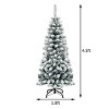 4.5ft Snow Flocked Pencil Christmas Tree - 242 Tips, 150 Warm LEDs, Premium PVC, Sturdy Metal Stand - 4 of 4