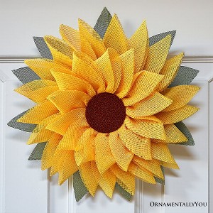 Charming Burlap Sunflower 22" Wreath, Vintage Front Door Decor with Rustic Farmhouse Style| OrnamentallyYou - 1 of 4