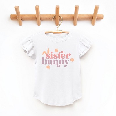 The Juniper Shop Sister Bunny Toddler Flutter Sleeve Tee