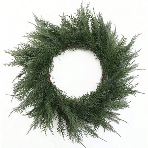 24 inch real cedar wreath front door large artificial green pine wreathxmas home indoor outdoor wall window farmhouse fireplace decor - 1 of 4