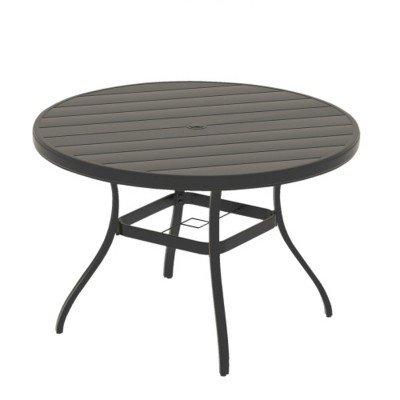 40.6" Outdoor Round Patio Dining Table with Umbrella Hole, All-Weather Metal Outdoor Dining Table for Garden, Balcony, or Backyard–The Pop Home