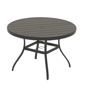 40.6" Outdoor Round Patio Dining Table with Umbrella Hole, All-Weather Metal Outdoor Dining Table for Garden, Balcony, or Backyard–The Pop Home - 1 of 4