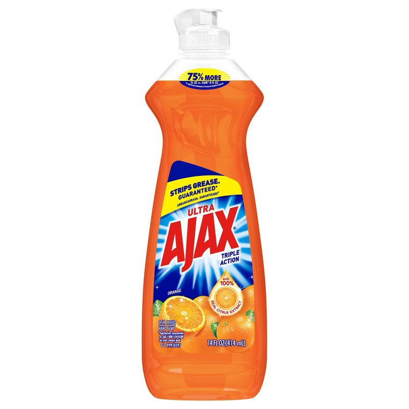 Ajax Orange Ultra Triple Action Dishwashing Liquid Dish Soap, 1 of 6