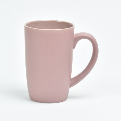 Omniware Pink Stoneware 18 Ounce Tall Matte Mug, Set of 4