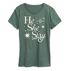 Women's - Instant Message - He She Slay Short Sleeve Graphic T-Shirt - 1 of 4