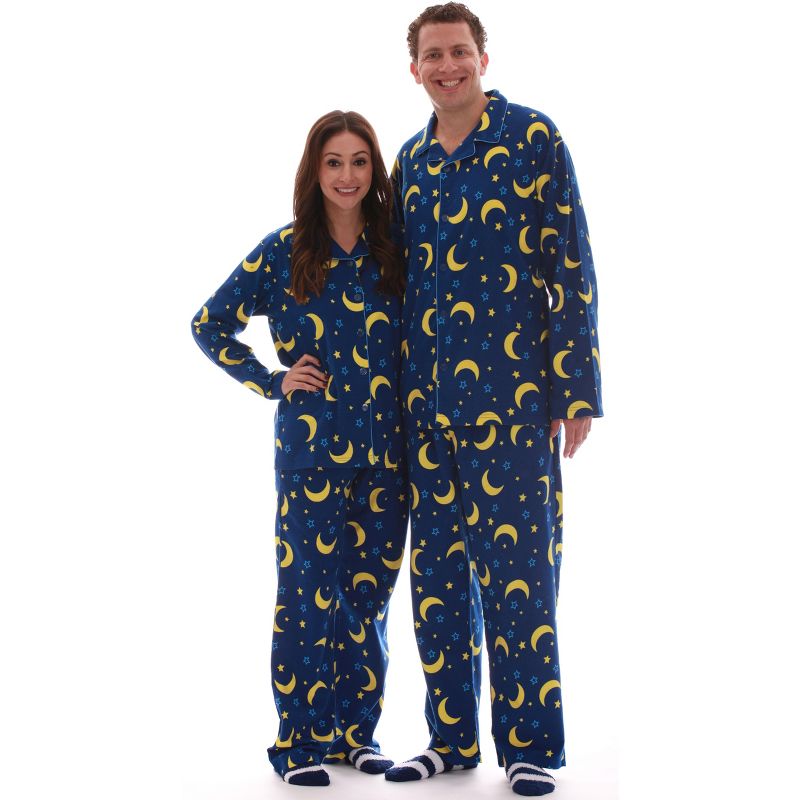 #FollowMe Mens Printed Flannel Family Pajamas Cozy & Stylish Sleepwear (Moon and Stars - Kids, Kids 4)