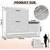 Shoe Cabinet with Bench, Slim Farmhouse Shoe Storage, 2 Flip Drawers for Entryway, Hallway, Living Room, White - 2 of 4