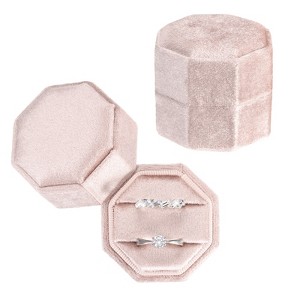 Unique Bargains Vintage Velvet Octagonal 2 Slots Jewelry Storage Boxes 2 Pcs - 1 of 4