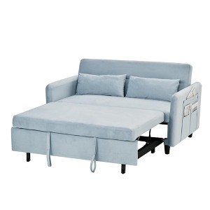 Convertible Sofa Bed, Sleeper Sofa, Multi-Functional Velvet Pull-Out Bed, with Adjustable Backrest, 2 Pillows, Pull Out Sleeper Bed for Living Room - 1 of 4