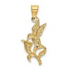 Black Bow Jewelry 14k Yellow Gold 2D Hummingbird with Flower Pendant, 13mm (1/2 inch) - 3 of 4
