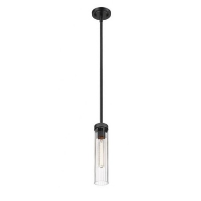 Matte Black Steel and Glass 12.75" Indoor/Outdoor Pendant Light