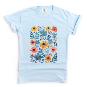 Simply Sage Market Watercolor Daisy Garden Garment Dyed Tee - 1 of 4