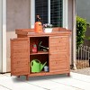 Outdoor 39" Potting Bench, Storage Cabinet Garden Shed with 2-Tier Shelves and Side Hook, Garden Workstation with Wood Frame-Coolbibila - 3 of 4