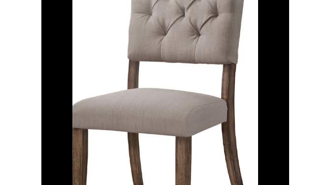 Set 2 19&#34; Bernard Dining Chairs Linen/Weathered Oak - Acme Furniture, 2 of 8, play video