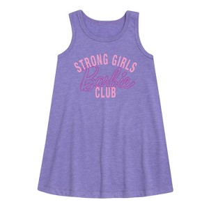 Girls' - Barbie - Strong Girls Club Graphic Sleeveless Aline Dress - 1 of 2