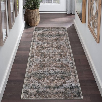 Washable Area Rug Vintage Rug Medallion Print Rugs for Living Room, Bedroom, Dining Room Home Decor