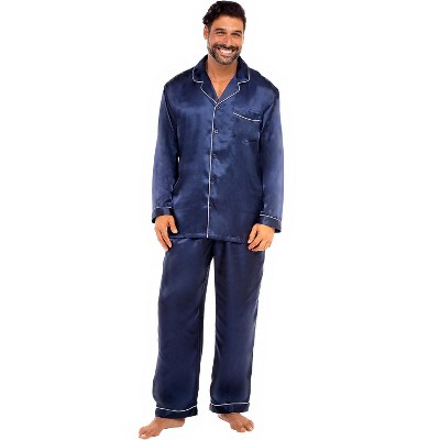 Alexander Del Rossa Men's Classic Satin Pajamas with Pockets, PJ and Matching Sleep Mask