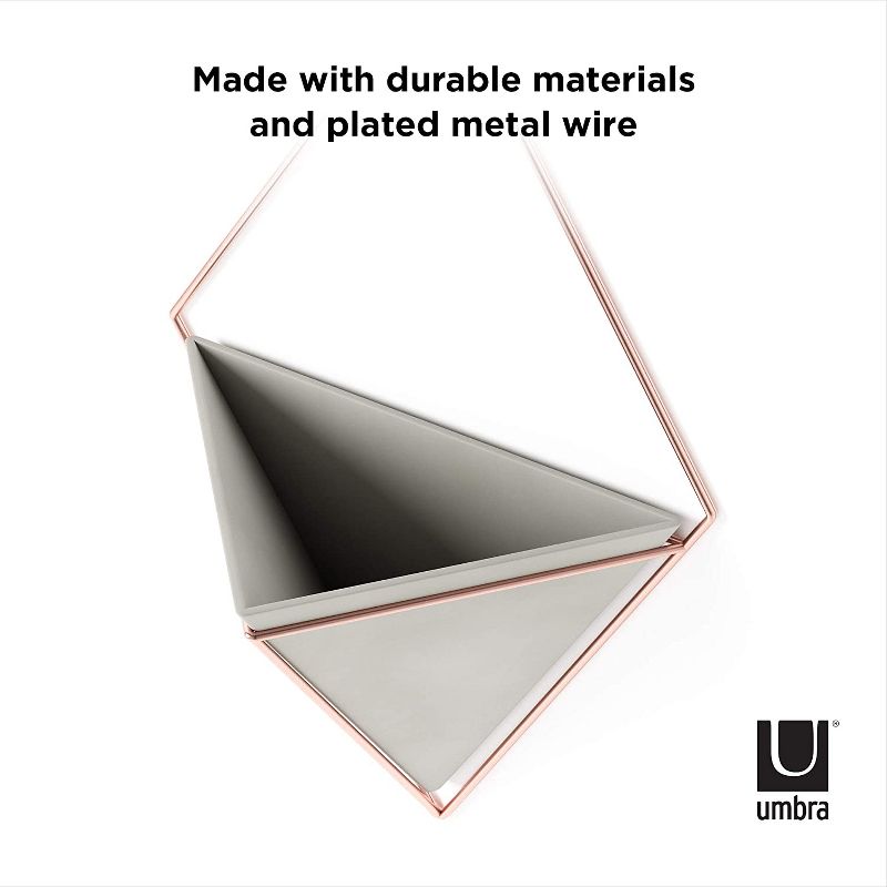 Umbra Trigg Hanging Planter Vase & Geometric Wall Decor - Great For Plants, Large, Concrete/Copper, 5 of 9