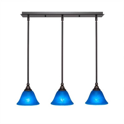 Toltec Lighting Any 3 - Light Chandelier in  Dark Granite with 7" Blue Italian Shade