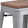 Merrick Lane Backless Metal Dining Stool with Wooden Seat for Indoor Use - image 3 of 4