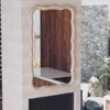 JIONJOY Curved Wood Accent Mirror - Farmhouse French Country Decor, Textured Rectangle Wall Mirror - 4 of 4