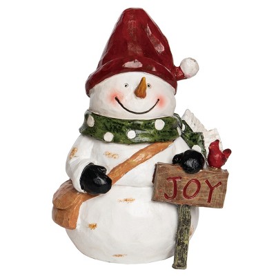 Transpac Resin 7.25 In. Multicolored Christmas Carved Snowman Figurine ...