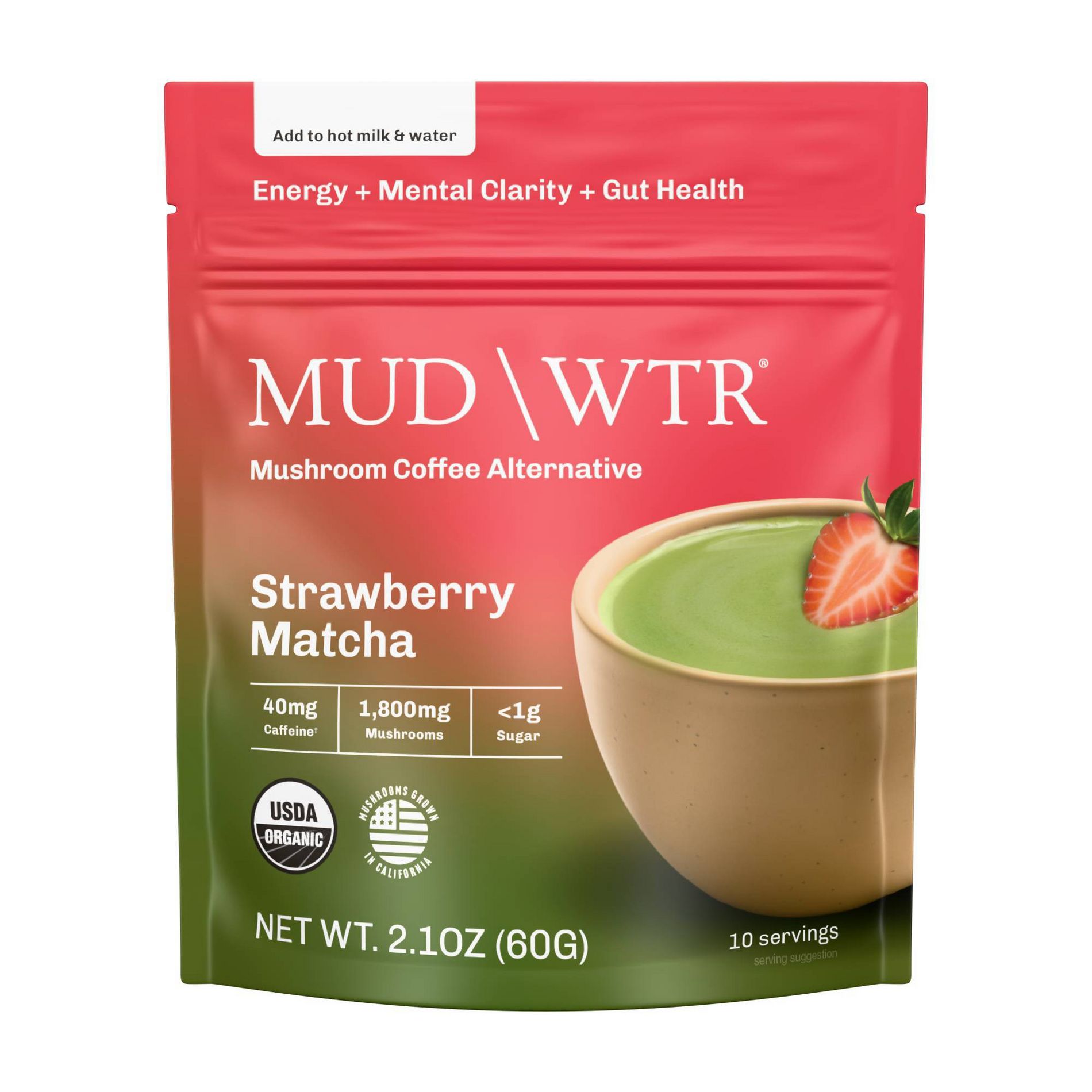 MUD\WTR Organic Strawberry Matcha Mushroom Coffee Alternative - 2.1oz