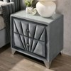 Vynxaria Fully Upholstered 2-Drawer Nightstand - Art Deco Design, Crystal-Like Knobs, Glass Top, Chrome Legs - 4 of 4