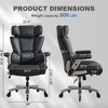 Kumasinova 500lbs Big & Tall Executive Office Chair with Adjustable Lumbar Support,Ergonomic Leather Chair with Flip-up Armrest for Home Office,Black - 2 of 4